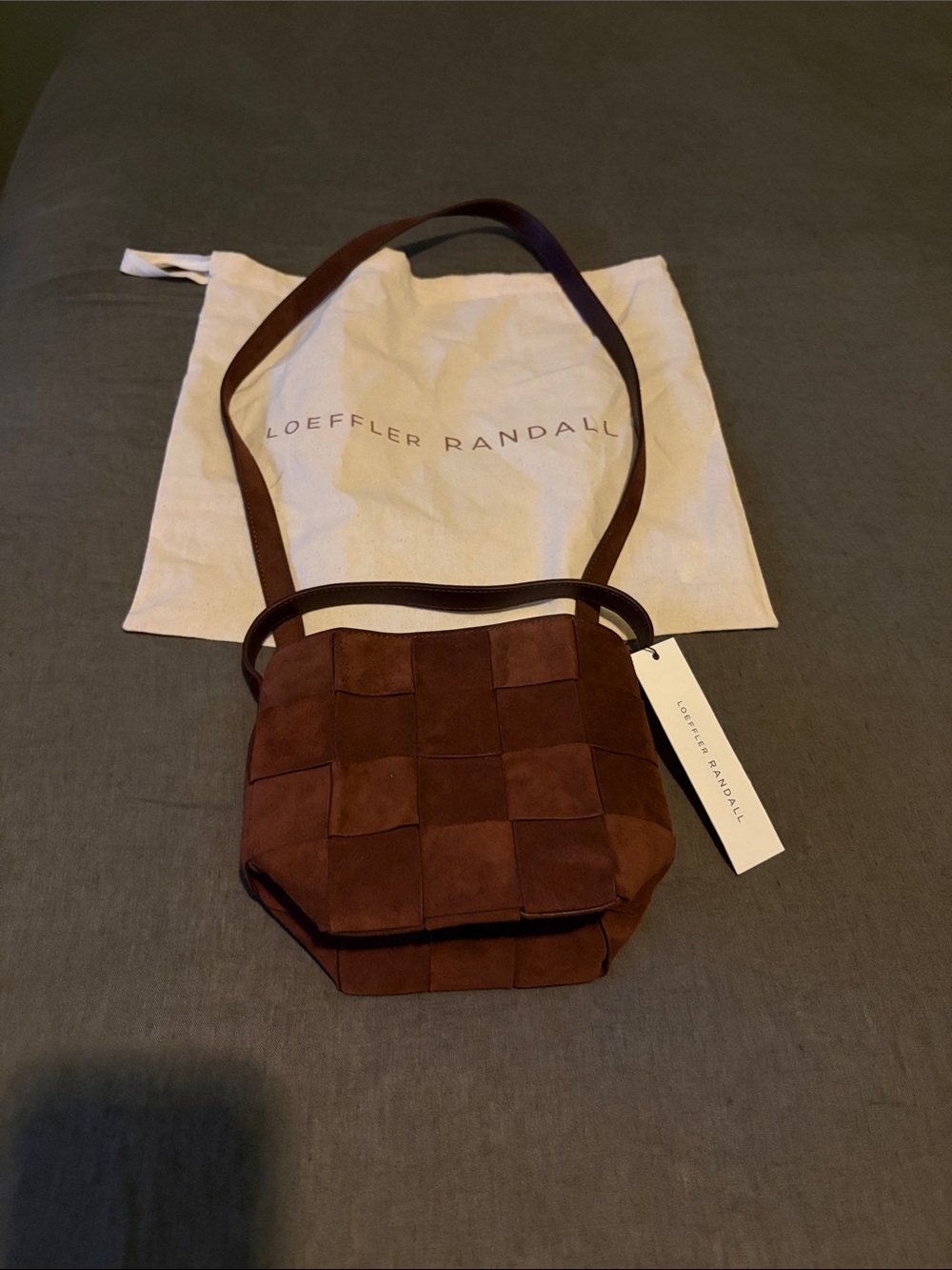 NWT Loeffler Randall Suede Laith Woven Crossbody Bag - Picture 4 of 10